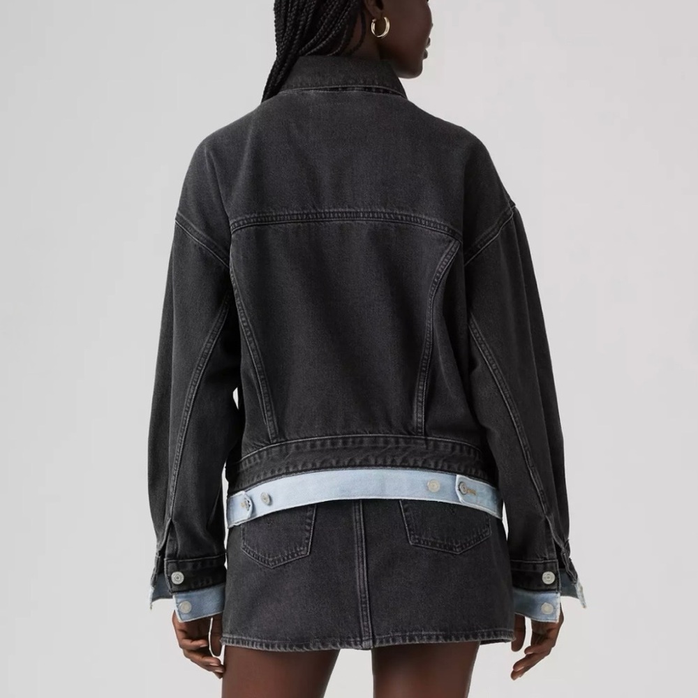 Levi's Women's 90's Trucker Black Denim Double Lined Jacket Size Medium NWT - Picture 5 of 6
